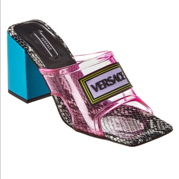 versace 90s vintage logo mid heel sandals